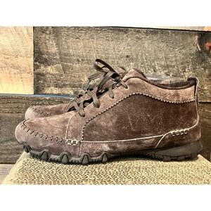 Skechers Women's Sz 9.5 Bikers- Lineage Suede Lace Up Brown Chukka Boots SN44706